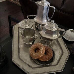 ARTE ITALICA PEWTER COFFEE AND TEA SET PURE PEWTER NEVER used but was a display